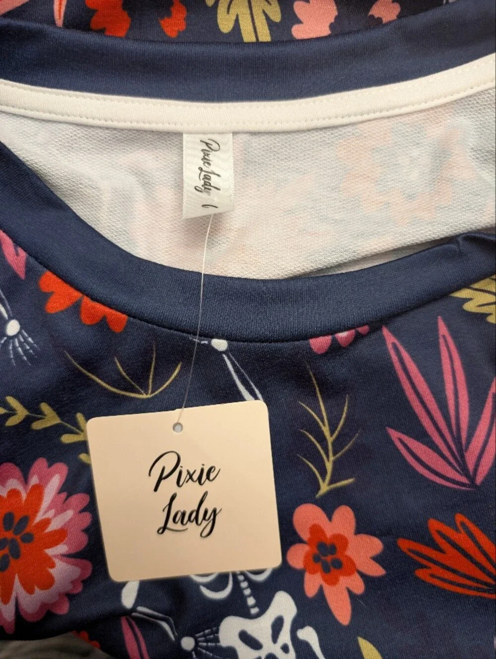 Floral Skeleton Print Navy Sweatshirt - Picture 5 of 5